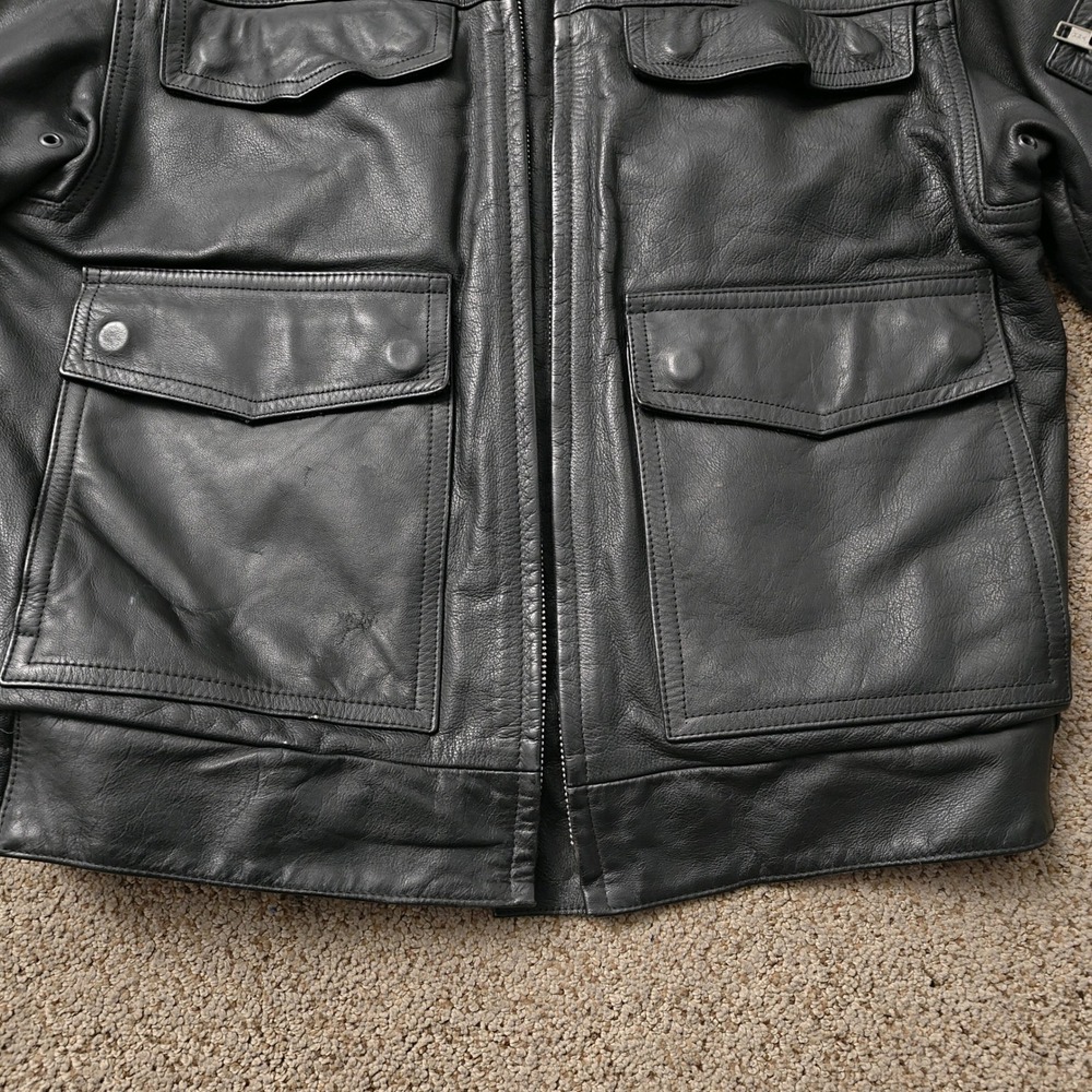 Vintage 80s German Polizei Police Leather Motorcycle Jacket 36 Black - Picture 10 of 13
